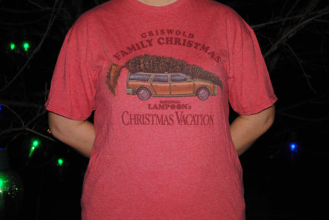 To show their holiday cheer, this person shows off their favorite National Lampoons Christmas Vacation shirt!