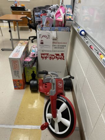 The toys collected by Kickapoo students and teachers for the Toys for Tots charity.