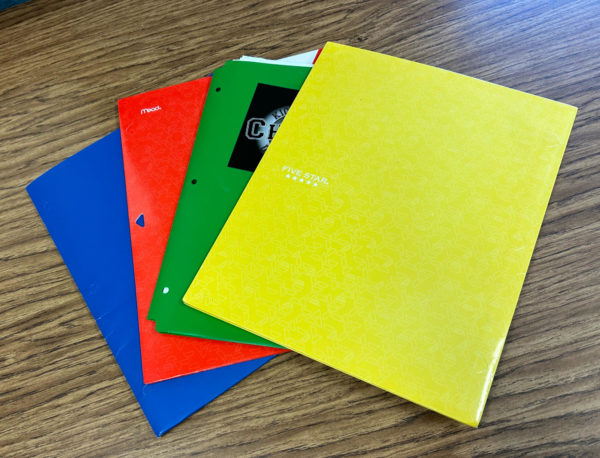 Generally, students have blue, red, yellow, and green folders. But which folder should you use for each class?