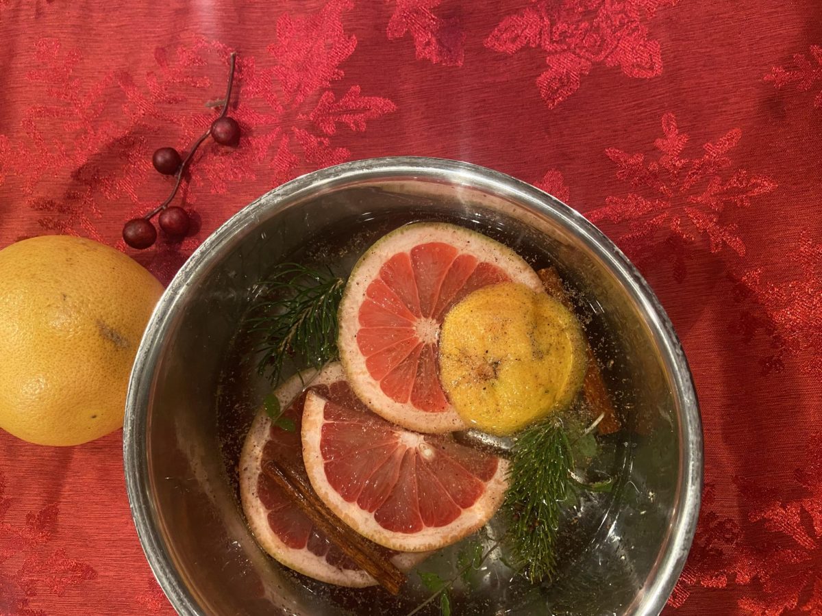 This simmer pot consists of blood oranges, fresh pine, cinnamon sticks, and a variety of spices that fill the room with a spicy and citrusy aroma. Like this simmer pot, they can be made with many ingredients you already have in your home. 