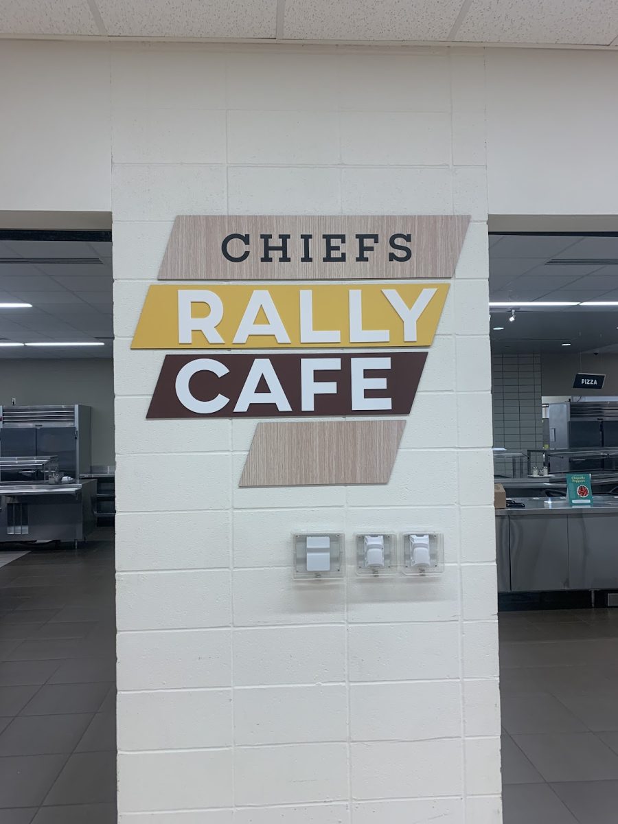 A sign at the entry of the lunchroom. 